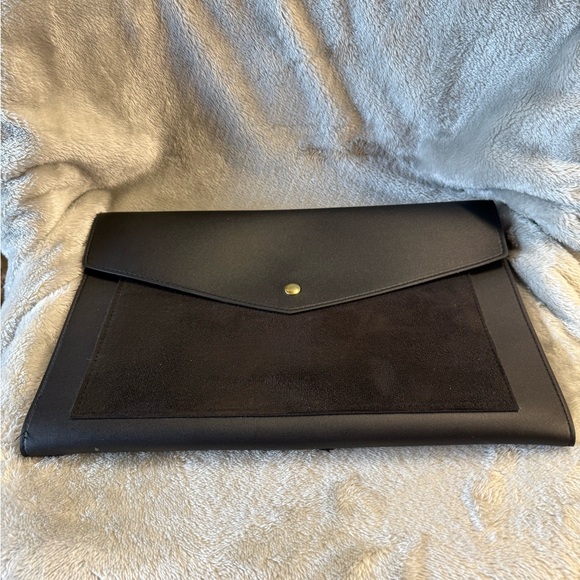 Glass Ladder & Co Megan Portfolio Envelope Clutch Black Vegan Leather Organizer - Picture 1 of 6